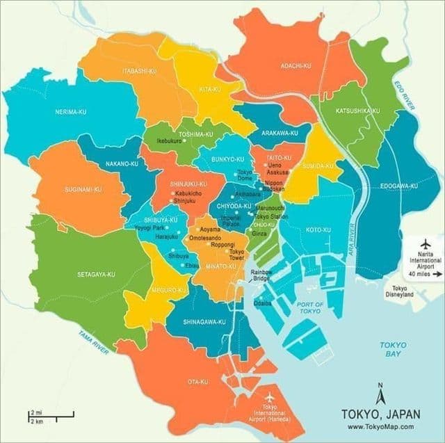 Bezirkskarte Tokio
