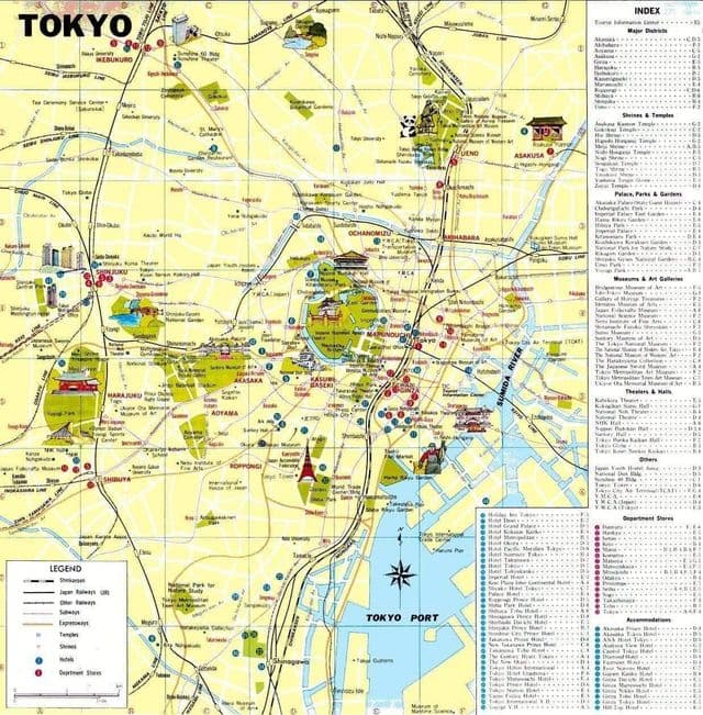 Karte des Stadtzentrums von Tokio