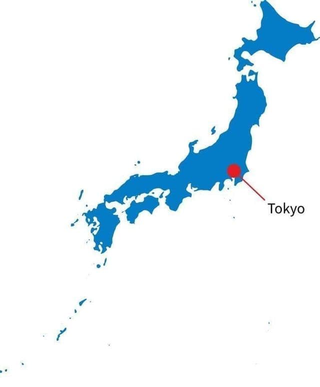 Tokio auf Japan-Karte