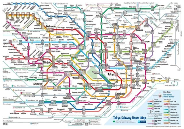 Karte der Tokioter U-Bahn-Stationen