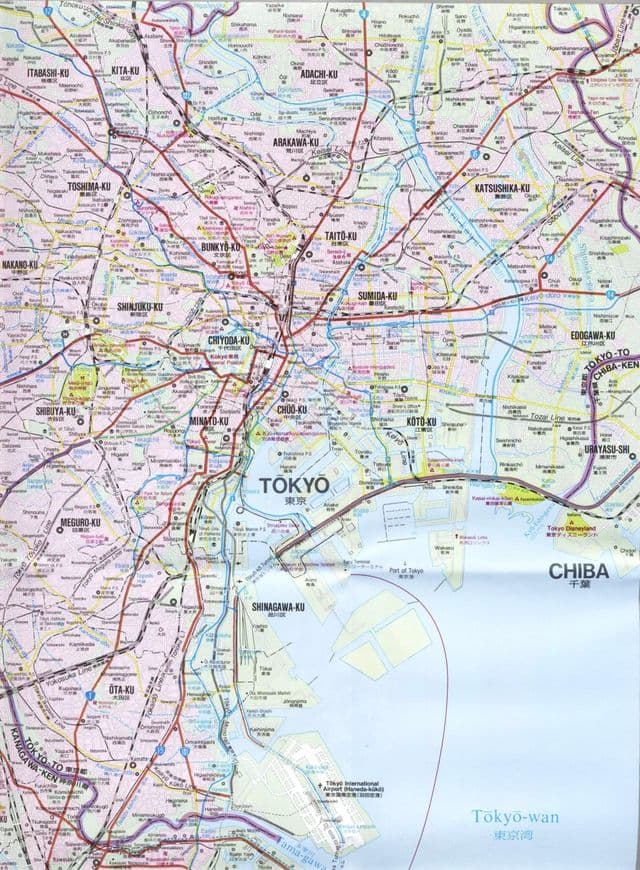 Straßenkarte von Tokio