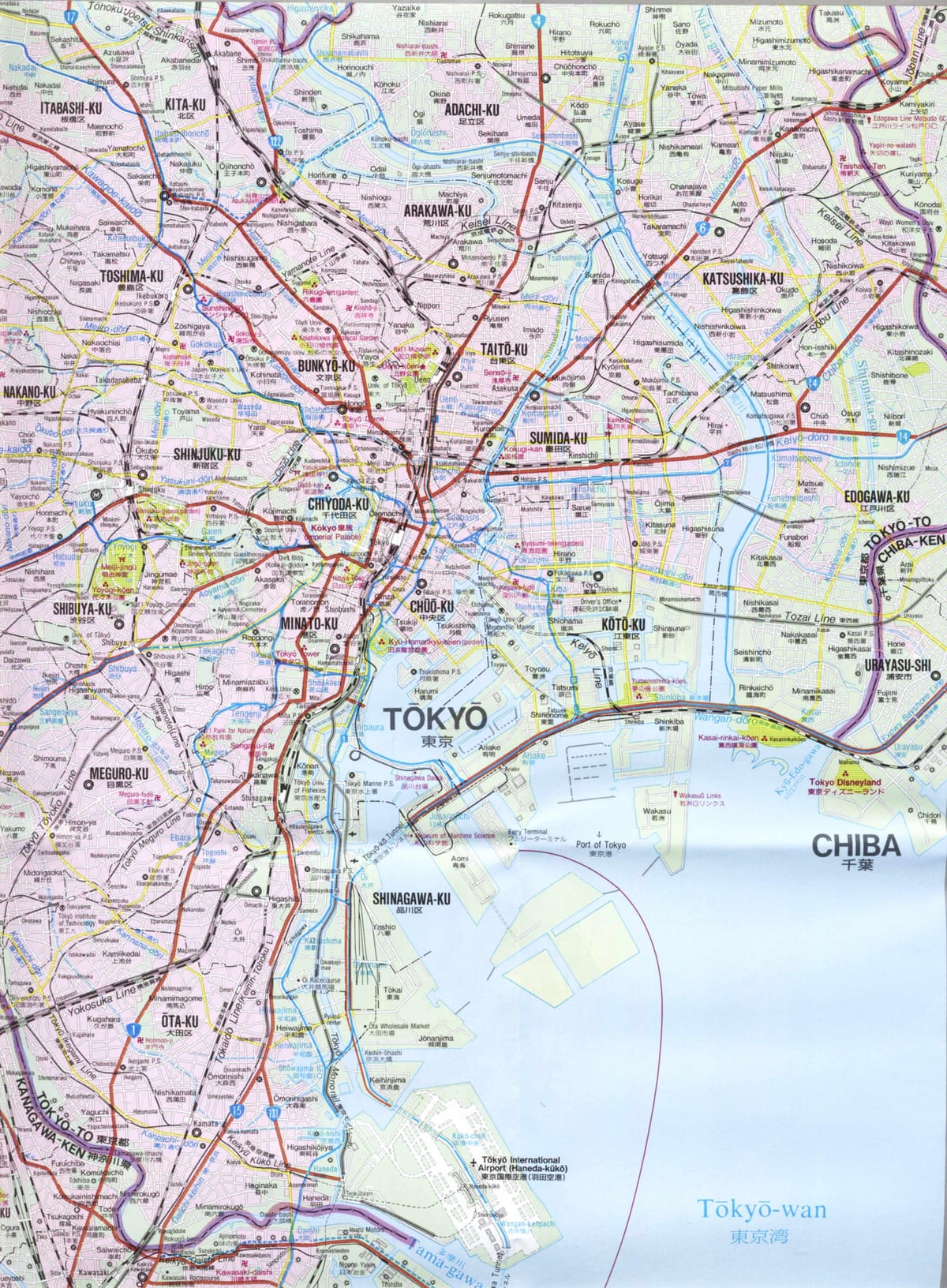 Straßenkarte von Tokio